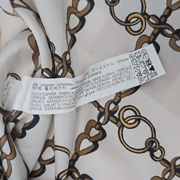 Zara Woman Chainlink Equestrian Tunic Shirt Blouse Cream Brown Size Large - Picture 13 of 13